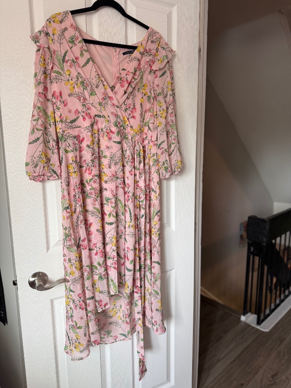 Pink Floral Tommy Hilfiger Puffy Sleeve Gauzy Dress